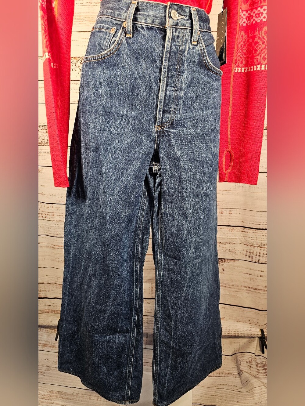 AGOLDE Dame High Rise Wide Leg Jeans Dark Wash Size 25